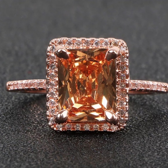 18K rose gold plated diamond ring - Picture 4 of 5